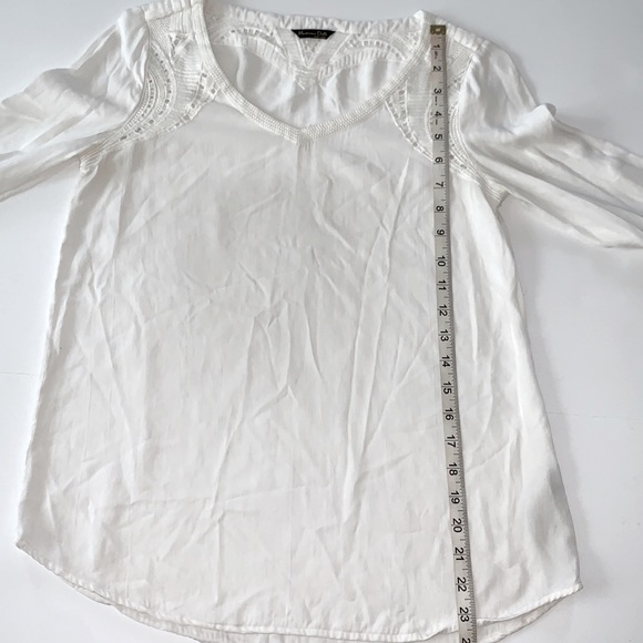 Massimo Dutti White Embroidered Long Sleeves V- Neck Blouse Tunic Size 4 - Picture 4 of 10
